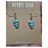 Peyote Bird Turquoise Sterling Silver Earrings