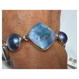 Blue Mother-of-Pearl Sterling Silver Bracelet