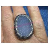 Turkish Druzy Stone Sterling Silver Ring Sz 8