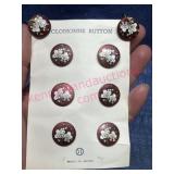 Vtg Cloisonne Earrings & 6 Buttons