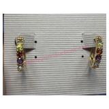 Sterling Silver Gold Multi-Color Gemstone Earrings
