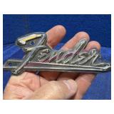 Vtg Metal Fender Nameplate w/Mounting Holes