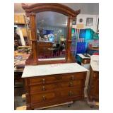 Outstanding Victorian Marble Top Walnut Dresser