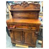 1800s Vict Petite Walnut Secretary w/Carvings