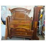 Vict. Walnut High Back Bed frame, Late 1800s