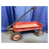 Ant. Red Metal Wagon w/Air-King Wheels