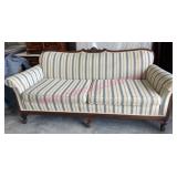 Ant. Striped Sofa w/Carved Trim **pickup**