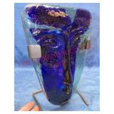 Glass Mask Sculpture w/Metal Stand