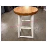 Wood Stool w/ Round Seat & Painted Base