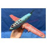 Ant. Metal Toy Airplane w/ Blue & Red Finish