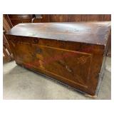 Early American Large Dome Trunk w/Wood Inlay