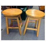 Nice Heavy Solid Oak Swivel Bar Stools