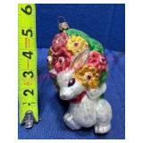 Christopher Radko Rabbit Ornament w/Flowers