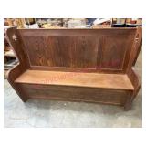 Antique Church Pew w/ Crosses & Panel Back