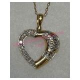 Sterling Silver Gold-Tone Heart Pendant Necklace