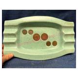 Ceramic Cigar Ashtray w/ Coin Inlays