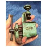 Antique Small Green Metal Bench Vise