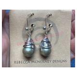 Sterling Silver & Pearl Earrings 5.4gTW