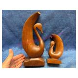 1986 Hand-Carved Wooden Swans