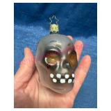 Glass Skull Ornament w/ Glitter