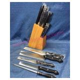 New Wooden Knife Block Set w/ Stainless Knives