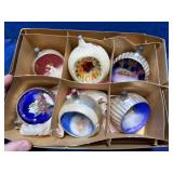 6 Vtg Glass Christmas Ornaments