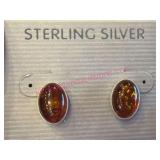 Sterling Silver Baltic Amber Earrings