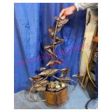 Copper 36in Signed Fountain w/ Leaf Design