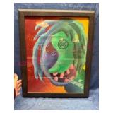 Framed Abstract Painting w/Bright Colors