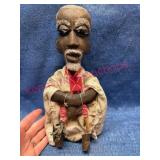 Hand Carved Wood Figurine w/ Fabric Accents
