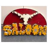 Metal 30in Saloon Sign w/Longhorn Design