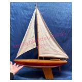 Wooden Sailboat Model w/ Fabric Sails