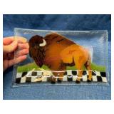 Clear Glass Tray w/Bison Design