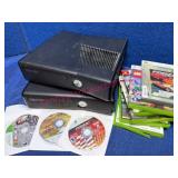 Two Xbox 360 Consoles w/Games & Discs