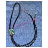 Leather Bolo Tie w/Turquoise Accents