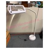 White Floor Magnifier Lamp w/LED Lights