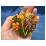 Hand-Painted Heart-Shaped Box w/ Floral Design