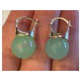 Sterling Silver Green Jade Earrings