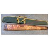 Green Canvas & Brown Leather Gun Cases