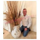 Large Ceramic Vase w/Relief Bird Motif