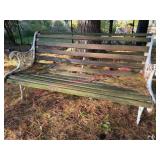 Vtg Wood & Cast Iron Park Bench - wobbly a bit