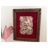 Framed Relief Art on Red Backdrop