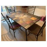 Ashley Slate Tile Dining Table w/4 Metal Chairs