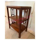 Antique Wooden 3-Tier Shelf w/Cutout Sides