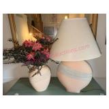 Peach Ceramic Lamp & Vase w/Wrapped Accent