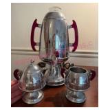 Ant. Electroplate Samovar w/Creamer & Sugar