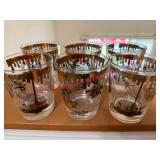 6 Bar Glasses w/ Gold Trim & Graphics