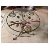 Glass Top Side Table w/ Porcelain Accents