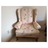 Floral Upholstered Wingback Chair