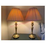 Brass Table Lamps w/Shades